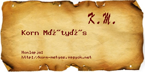 Korn Mátyás névjegykártya