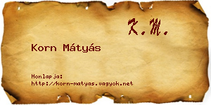 Korn Mátyás névjegykártya